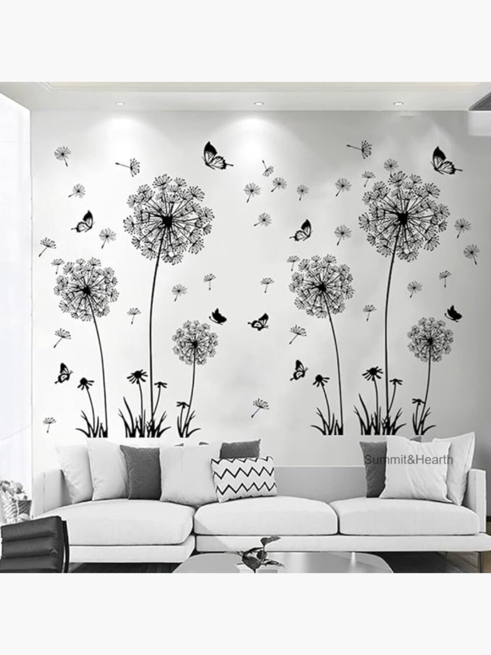 2 Set Dandelion Wall Decals, Removable Vinyl Art for Bedroom Living Room